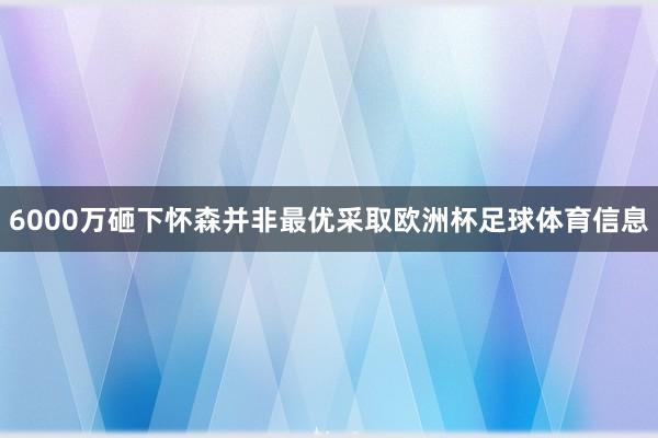 6000万砸下怀森并非最优采取欧洲杯足球体育信息