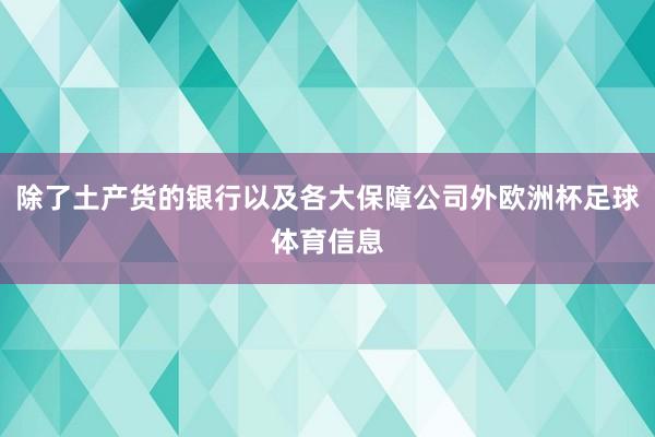 除了土产货的银行以及各大保障公司外欧洲杯足球体育信息