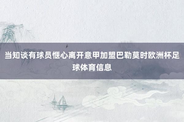 当知谈有球员惬心离开意甲加盟巴勒莫时欧洲杯足球体育信息