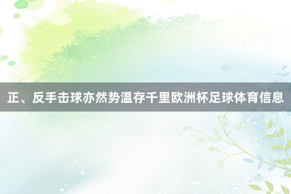 正、反手击球亦然势温存千里欧洲杯足球体育信息