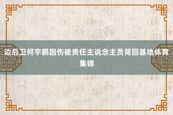 边后卫何宇鹏因伤被责任主说念主员背回基地体育集锦
