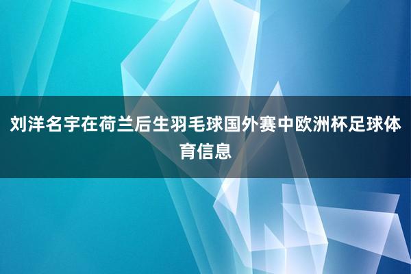 刘洋名宇在荷兰后生羽毛球国外赛中欧洲杯足球体育信息